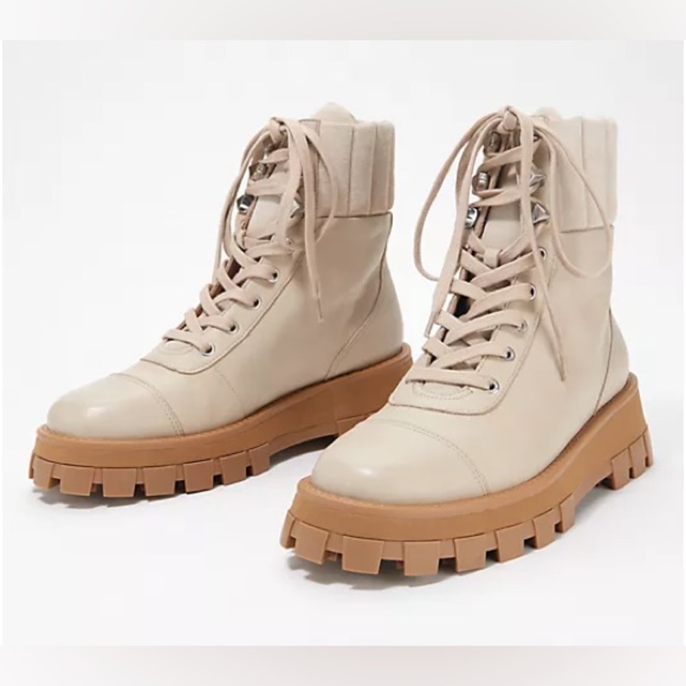 Schutz Leather Lace Up Hiker Boots - Sutton